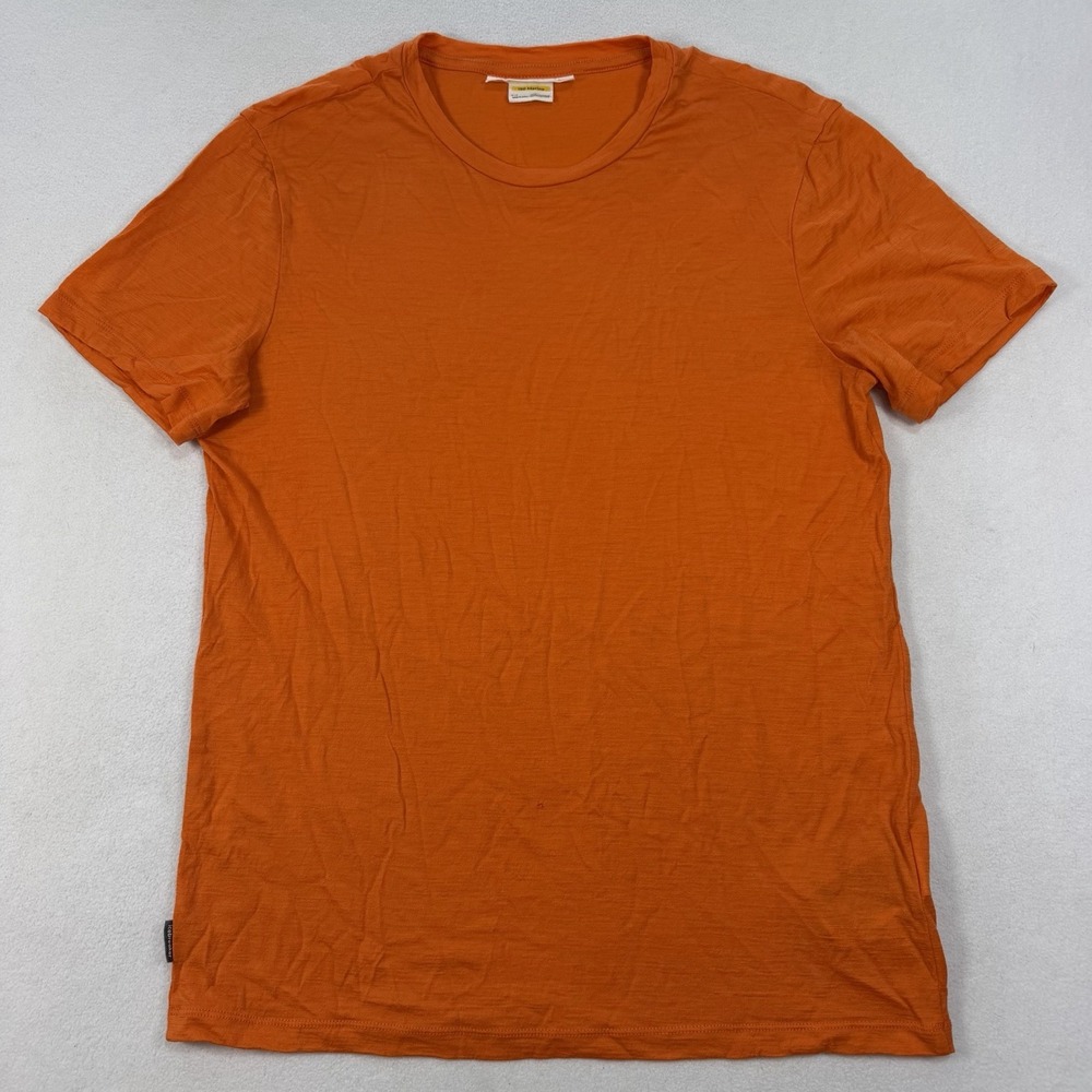 Icebreaker 100% Merino Wool 150 Tech Lite Short Sleeve Tee Mens Small Orange